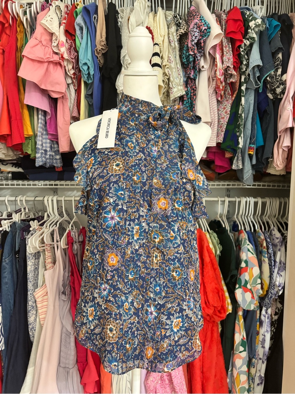 NWT Veronica Beard Floral Halter Neck Sleeveless Top